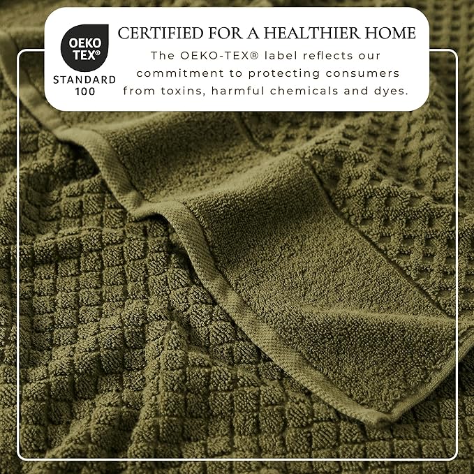 Great Bay Home Hand Towels - 100% Cotton 6 Pack 26x16 Hand Towel Set - Absorbent, Durable, Quick-Dry Towels for Bathroom (Olive)