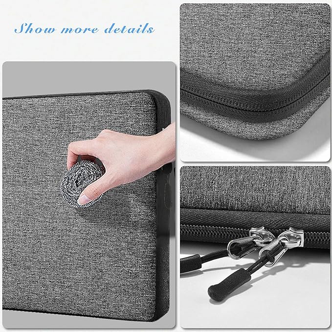 Hseok Laptop Case 15.6 Inch Sleeve, Shockproof Protective Water Repellent with Accessory Pocket,Compatible with Mac Pro 16 inch 2025-2019, Sleeve Bag for Most 15 15.6 16 Notebooks,Gray&Black