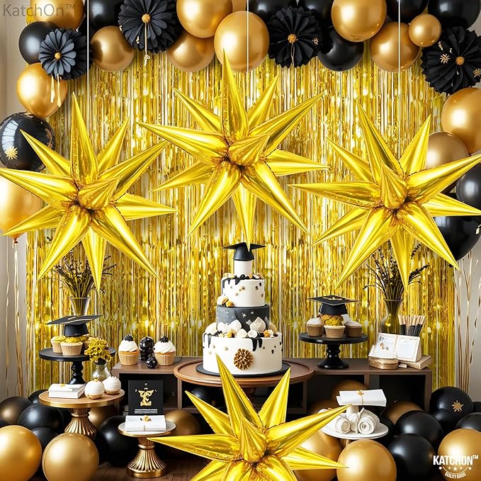 KatchOn, Gold Spike Balloon Foil - Big 26 Inch, Pack of 50 | Foil Gold Balloons, Gold Star Balloons for New Years Decorations 2026, Christmas Decorations, Birthday, Anniversary, Bachelorette Decor