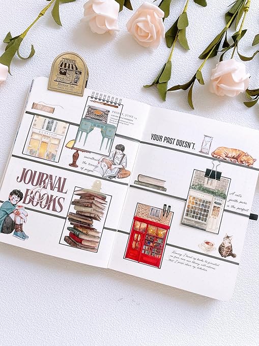 WT Pre-Cut Cats and Books Wide Washi Tape, One Roll 5 Meters, Decorative Cute Washi Tape for Bible Journaling, Bullet Journal Supplies,Scrapbooking Supplies,Planners, Party Decorations