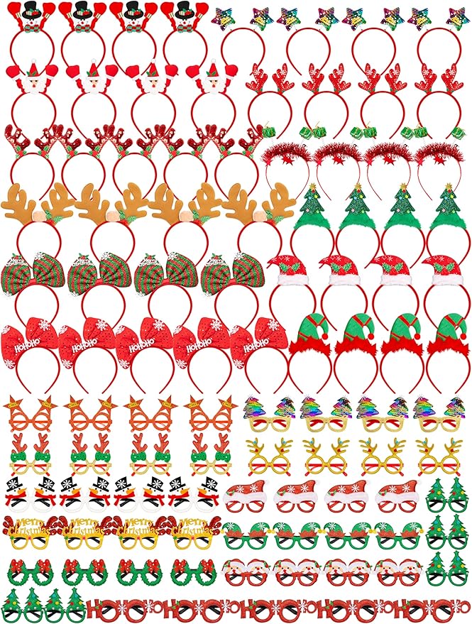 Christmas Party Favors, Cute Christmas Glasses Headbands Set, Christmas Headwear, Christmas Glasses Frame