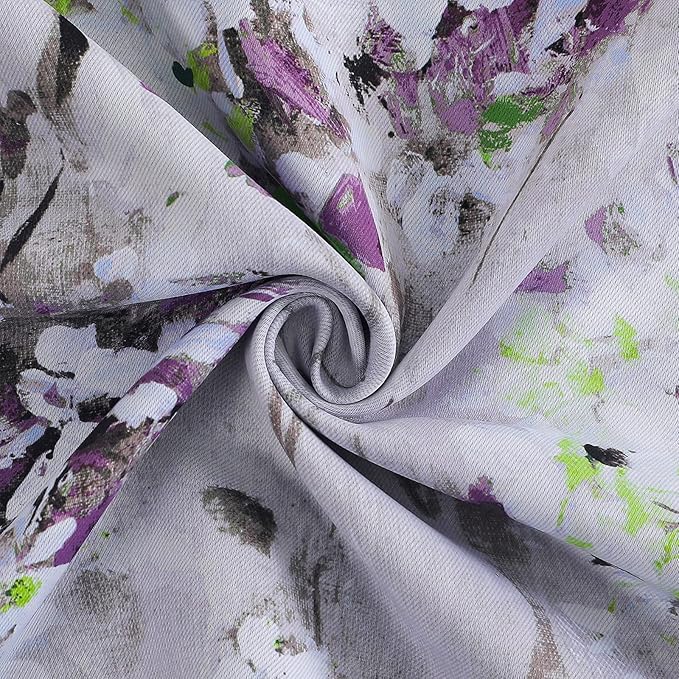 MYSKY HOME Purple Floral Curtains 63 Inches Watercolor Floral Blackout Curtains for Living Room Thermal Insulated Grommet Window Curtains Decorative Curtains, 2 Panels
