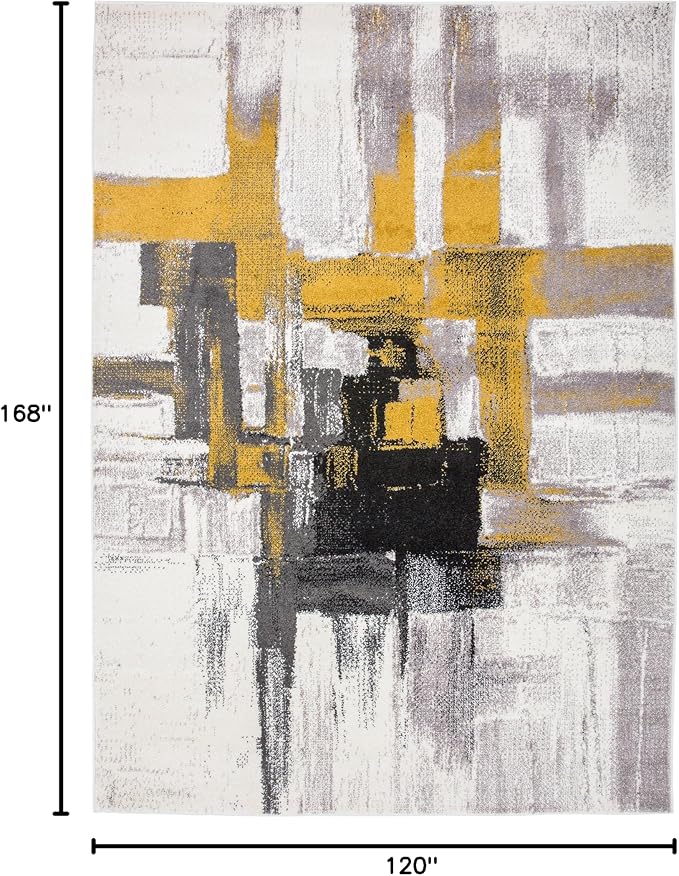 Rugshop Gold Modern Abstract Oversized Area Rug — Non-Shedding for Living Room, Dining Room and Office 10' x 14'