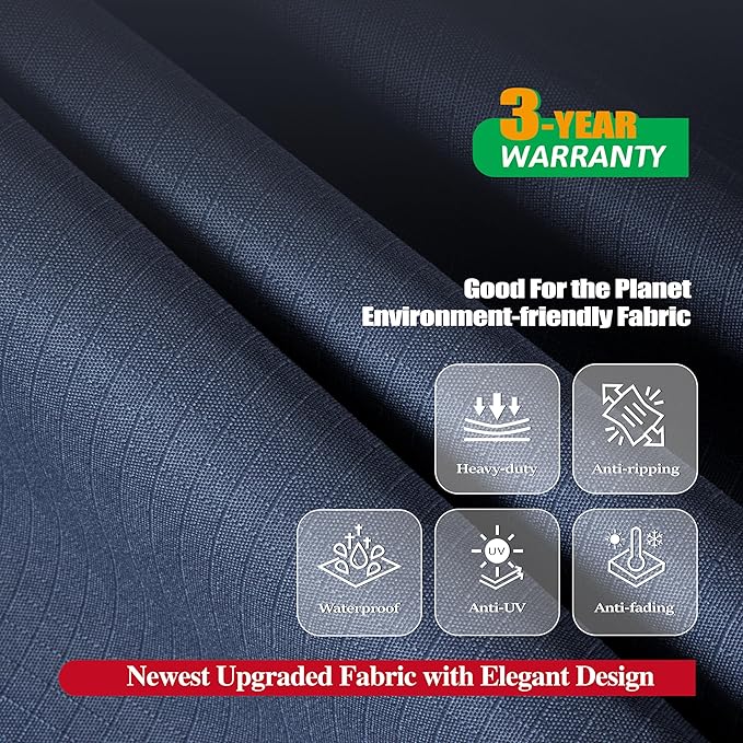 F&J Outdoors Heavy Duty Waterproof Anti-UV Rip-stop Fabric Extra Large Patio Furniture Covers, Grey, 180"x96"x36"