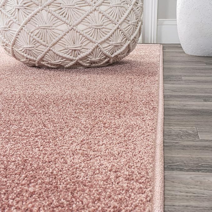 JONATHAN Y Haze Solid Low-Pile Pink 5x5 Square Indoor Area Rug, Coastal,Bohemian,Minimalist,Classic, Easy-Cleaning for Living Room,Bedroom,Kitchen,Pet Friendly,Non-Shedding (SEU100P-5SQ)