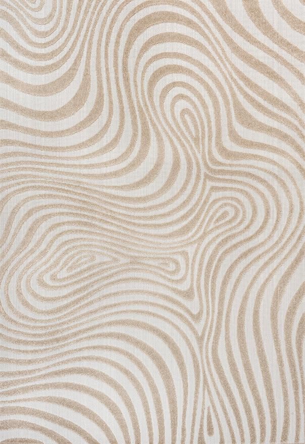 JONATHAN Y Maribo High-Low Abstract Striped Beige/Cream 8x10 Indoor/Outdoor Area Rug for Patio, Backyard, Living Room, Bedroom, Office, Hose-Washable (SCN103D-8)