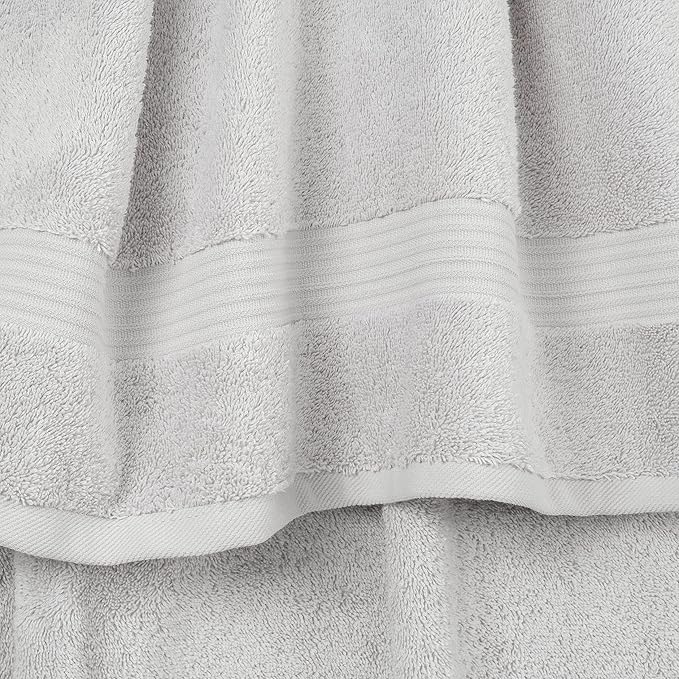 Cotton Paradise 100% Cotton Turkish Towel Set, Soft Absorbent Quick Dry, 4 Piece Hand Towel Set, Silver Grey