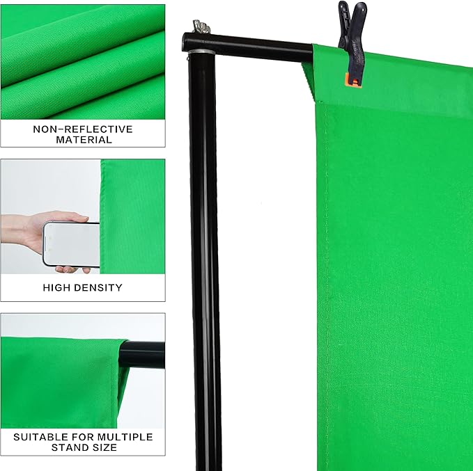 GFCC Green Screen Backdrop Background - 10x12FT Photography Backdrop Photo Background Screen for Video Recording Greenscreen Picture Photoshoot