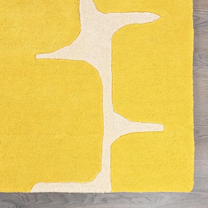 Restoration and Renovation Modern Wool Area Rug - Contemporary Abstract Geometric Design, Thick & Soft Hand-Tufted Carpet - Ideal for Indoor Decor in Living Room, Bedroom (Honey, 3' x 5')