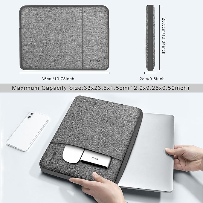 Hseok Laptop Case 13.3 Inch Sleeve Recycled Water Resistant Cover for MacBook Pro 14" M4 M3 M2 M1 and All Model 13.3" Mac Air/Pro, XPS 13 14 and Most Popular 13"-14" Notebooks,D02G05