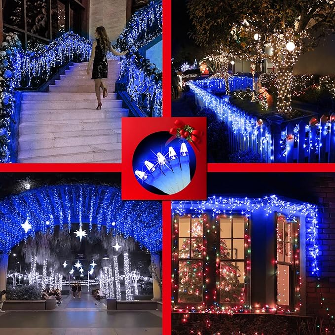 1620 LED Christmas Outdoor Lights with 360 Drops, 164ft Hanging Curtain Lights with 8 Modes Timer & Memory, Waterproof Christmas Fairy Lighs for House Roof Holiday Wedding ChristmasDecor (Blue)