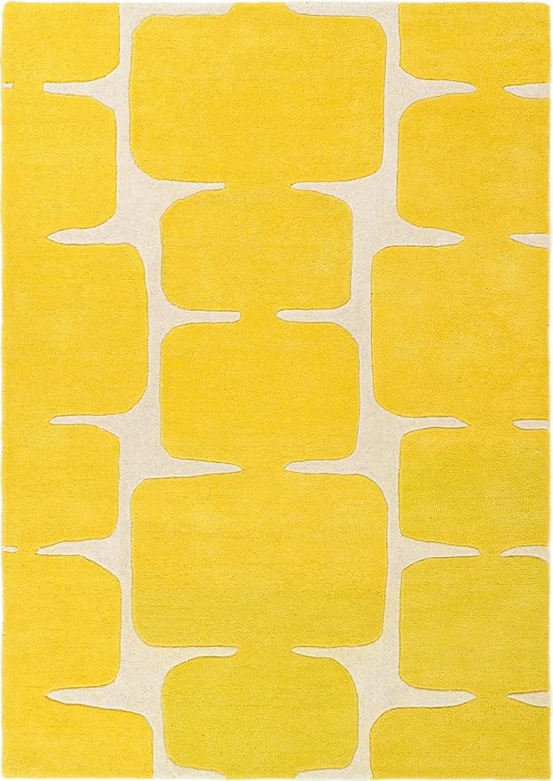 Restoration and Renovation Modern Wool Area Rug - Contemporary Abstract Geometric Design, Thick & Soft Hand-Tufted Carpet - Ideal for Indoor Decor in Living Room, Bedroom (Honey, 5' x 8')