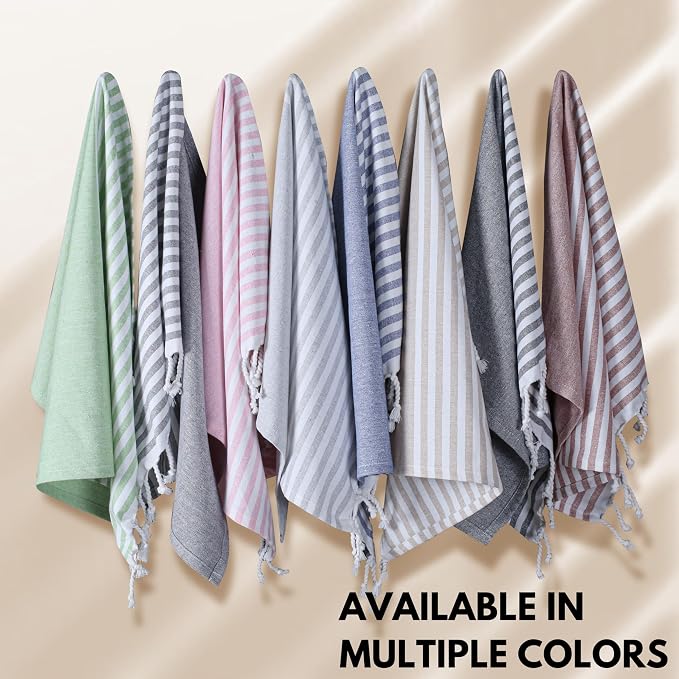 Turkish Kitchen Towels 18x26 Inches with Tassels - 4 Pack - Absorbent, Durable, Soft 100% Cotton Dish Towels for Drying & Cleaning - Machine Washable, Quick Dry - Black