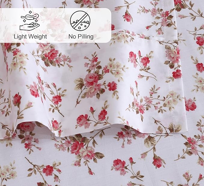 RUVANTI 100% Cotton California King Sheet Sets, 4 Pieces, Soft & Breathable Percale Weave Bedding, Deep Pocket 14", Hotel Standard, Crisp Cool Feel & Durable, Perfect Floral Sheets, Bouquet