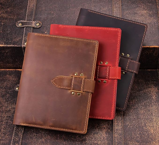 Robrasim Handmade Leather Sketchbook Cover, Leather Artist Sketch Pad Cover for 5.5" x 8.5" Sketchbook, Drawing Book and Pencil Case, Journal Notebook Portfolio, Artis Gifts-Brown