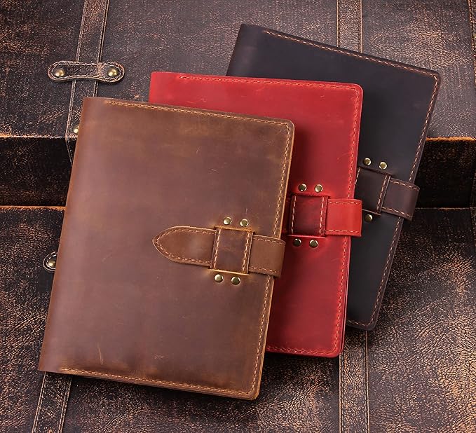 Robrasim Handmade Leather Sketchbook Cover, Leather Artist Sketch Pad Cover for 5.5" x 8.5" Sketchbook, Drawing Book and Pencil Case, Journal Notebook Portfolio, Artis Gifts-Wine