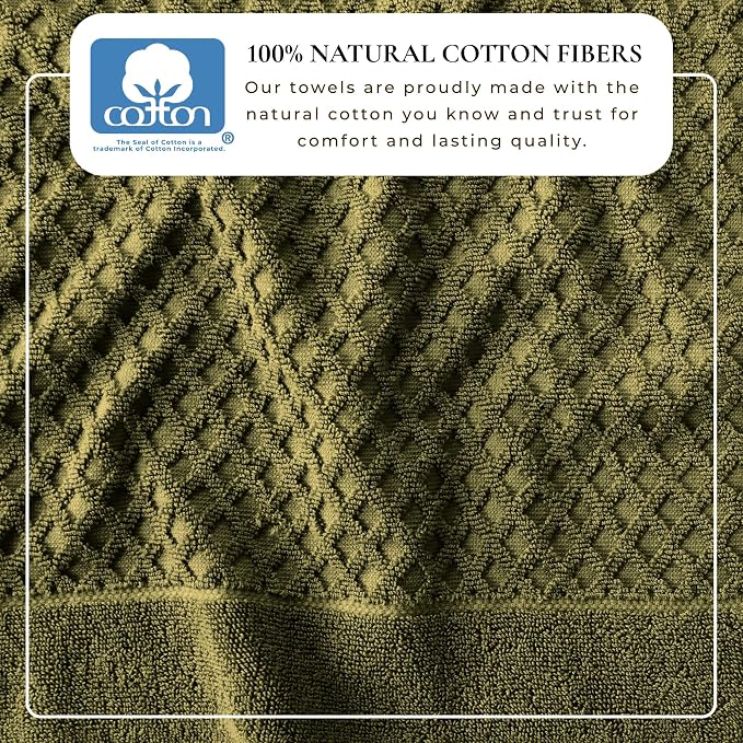 Great Bay Home Hand Towels - 100% Cotton 6 Pack 26x16 Hand Towel Set - Absorbent, Durable, Quick-Dry Towels for Bathroom (Olive)