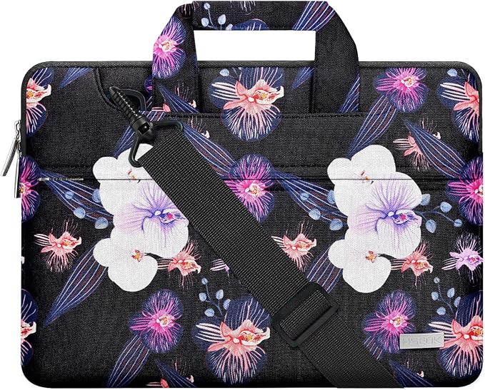 Laptop Shoulder Bag 13 13.3 14 Inch Case Compatible with MacBook Pro 14 2025-2021 M4/M3/M2/M1, Mac Air/pro 13-13.3 Inch and Most Popular 13-14 Notebooks,Spill-Resistant Briefcase, Jellyfish Flower