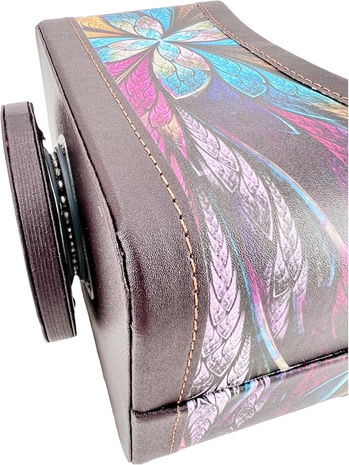 Arniche PU Leather Remote Control Holder,360 Degree Spinning Desk TV Remote Caddy,Desk Organizers and Accessories,for Controller,Media,Mail,Calculator,Mobile Phone,Pen Storage Holder(Pansy)