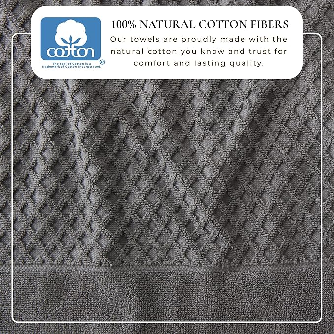 Great Bay Home Hand Towels - 100% Cotton 6 Pack 26x16 Hand Towel Set - Absorbent, Durable, Quick-Dry Towels for Bathroom (Dark Grey)