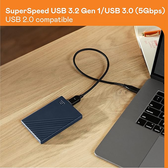 WD 6TB My Passport for Mac, Navy, Portable External Hard Drive with Backup Software and Password Protection, USB 3.1/USB 3.0 Compatible - WDBK6C0060BBL-WESN