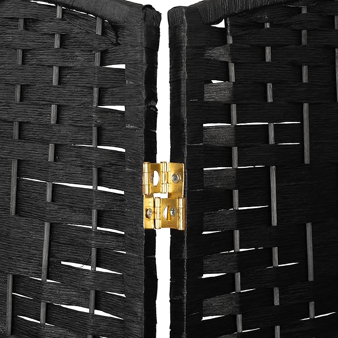 Red Lantern 3 ft. Short Diamond Weave Fiber Folding Screen - Black - 4 Panel