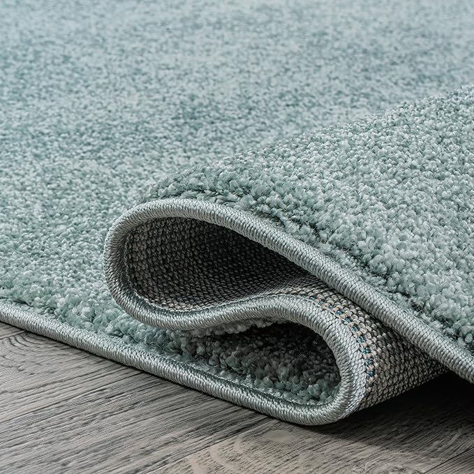 JONATHAN Y Haze Solid Low-Pile Aqua Blue Indoor Area Rug 6x9, Coastal,Bohemian,Minimalist,Classic, Easy-Cleaning for Living Room,Bedroom,Kitchen,Pet Friendly,Non-Shedding (SEU100S-6)