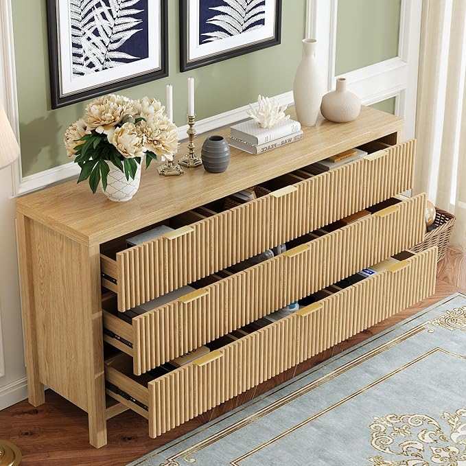 NRITOBY Modern 9 Drawer Wooden Storage Cabinet, Large Floor-Standing Storage Drawer Cabinet, Multifunctional Storage Cabinet for Office and Entryway