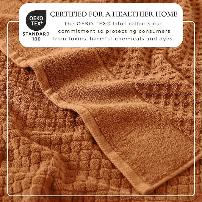 Great Bay Home Bath Towels - 100% Cotton 4 Pack 54x27 Bath Towel Set - Absorbent, Durable, Quick-Dry Towels for Bathroom (Copper)