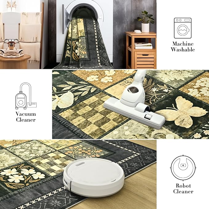 Tepook 6x9 Area Rugs for Living Room, Modern Large Geometric Rug for Bedroom, Washable Patchwork Rug Indoor Non Slip Throw Carpets for Dining Room Office Farmhouse Home Decor, Dark Grey