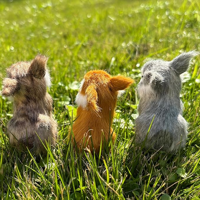 3 Realistic Mini Plush Bunnies - Lifelike Rabbit Figurines for Easter Decor, Spring Home Decoration, Dollhouse Props, Christmas Ornaments Little Rabbits