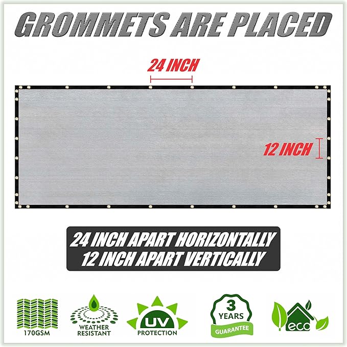 ColourTree Customized Size 6' Black and White Fence Screen Privacy Screen Heavy Duty Cable Zip Ties Included