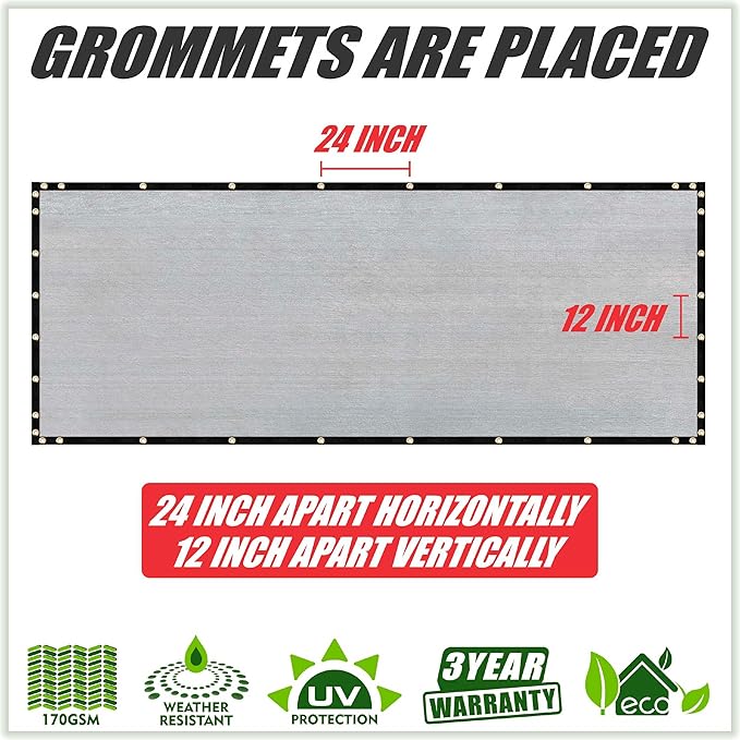 ColourTree Customized Size 6' Black and White Fence Screen Privacy Screen Heavy Duty Cable Zip Ties Included