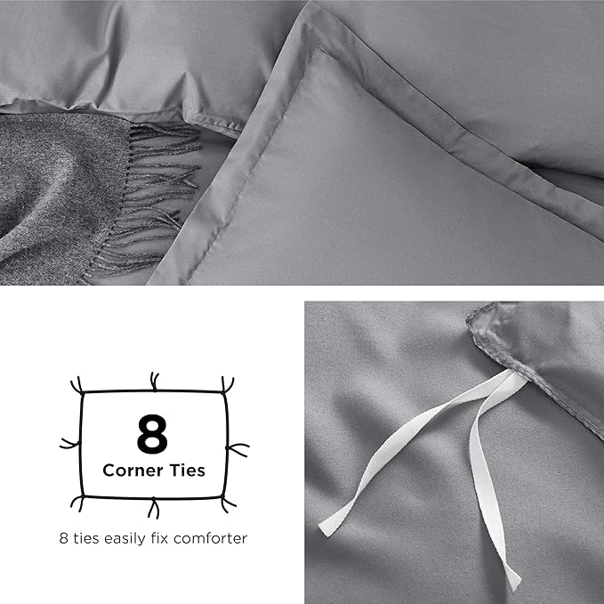 Bedsure Duvet Cover Full Size - Soft Double Brushed Bedding Set for Kids & Adults, Zipper Closure, 3 Pieces, Includes 1 Duvet Cover (80"x90") & 2 Pillow Shams, NO Comforter, Grey