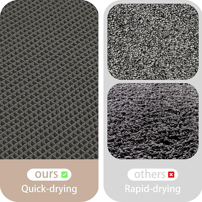 Waffle Bath Mat Non Slip, Boho Bathroom Rug, Super Absorbent Quick Dry Bathroom Mat, Soft Farmhouse Bath Rug with Tassels, Small Washable Shower Mats for Floor 24"x36", Dark Grey