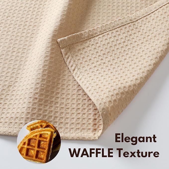 Native Fab 8 Piece Kitchen Towels & Dish Cloth Set - Absorbent, Durable, Quick Drying Towel for Cleaning, Cooking, Baking - Ideal for Home, Cafes & Daily Use, Machine Washable & Reusable - Beige