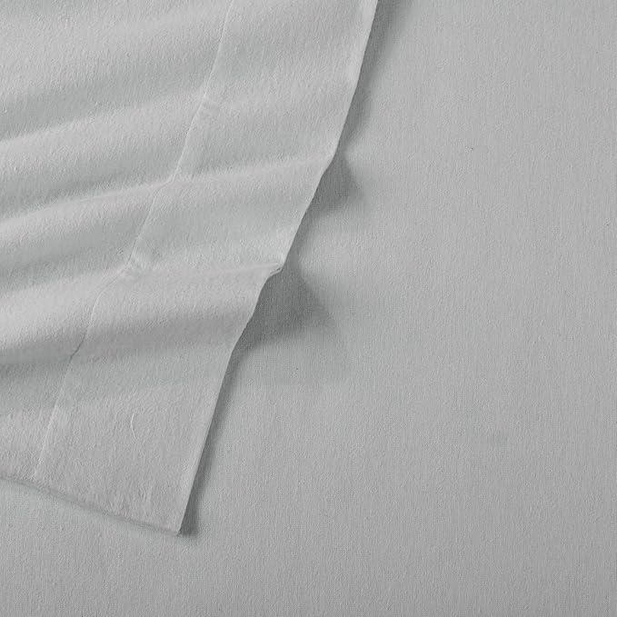 Market & Place 100% Cotton Twin Flannel Sheet Set | 3 Piece Deep Pocket Solid Cozy Winter Bed Sheets | Double Brushed for Extra Softness & Comfort | Chalet Collection (Twin, Light Grey)