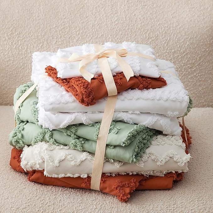 Bedsure Boho Duvet Cover King Size, Soft & Comfortable Elegant Design Boho Bedding for Decoration, Machine Washable Comforter Cover for All Seasons,Includes 1 Duvet Cover & 2 Pillow Shams,Terracotta