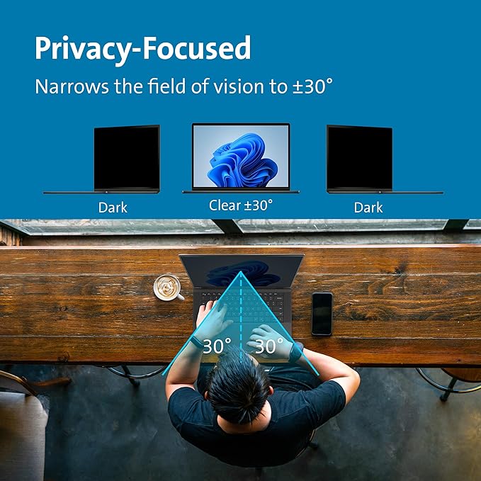 Kensington MagPro™ Magnetic Laptop Privacy Screen 14 inch, Removable 16:10 Laptop Privacy Filter, Anti-Glare, Blue Ray Reduction, Compatible with HP/Dell/Acer/Asus/Samsung/Lenovo (K55254WW)