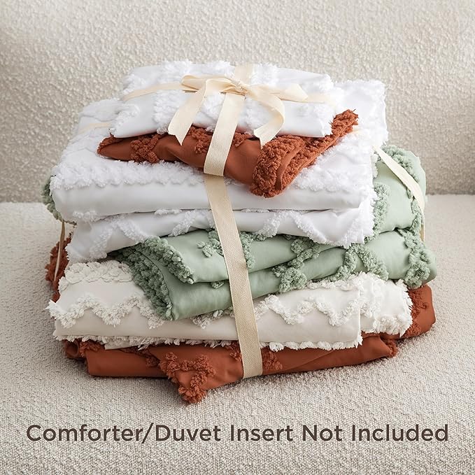 Bedsure Boho Duvet Cover Queen Size, Soft & Comfortable Elegant Design Boho Bedding for Decoration, Machine Washable Comforter Cover for All Seasons,Includes 1 Duvet Cover & 2 Pillow Shams,Beige