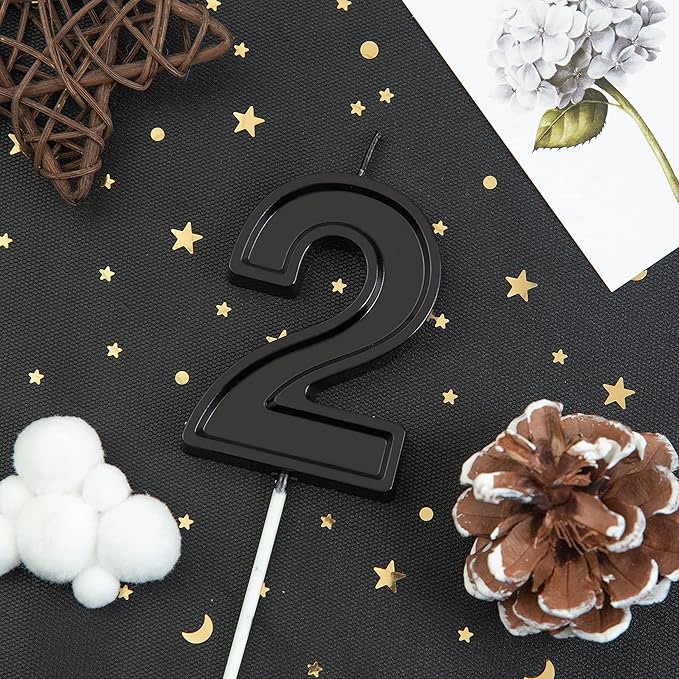 PHD Luxe Black 2.76 Inch 2 Number Birthday Candles, Cake & Party Celebration