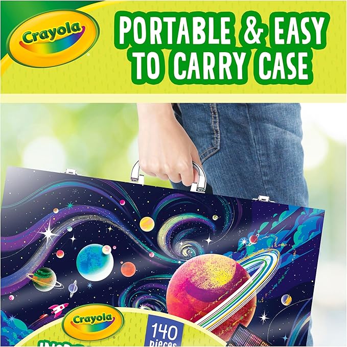 Crayola Inspiration Art Case Space Coloring Set (140pcs), Art Kit for Kids, Crayons, Markers, Pencils, Holiday for Boys & Girls, Ages 5, 6, 7 [Amazon Exclusive]