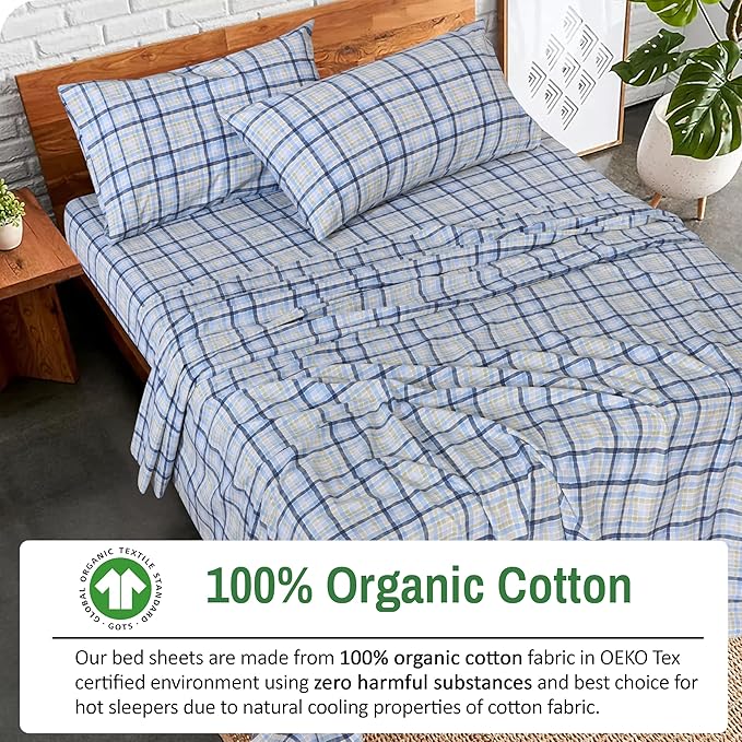 RUVANTI 100% Organic Cotton Sheets King Size, Percale Weave, GOTS Certified, 4-Piece Set, Deep Pocket 15", Crisp & Breathable, Soft Durable Bedding, Sábanas Algodón Orgánico – Pastel Print