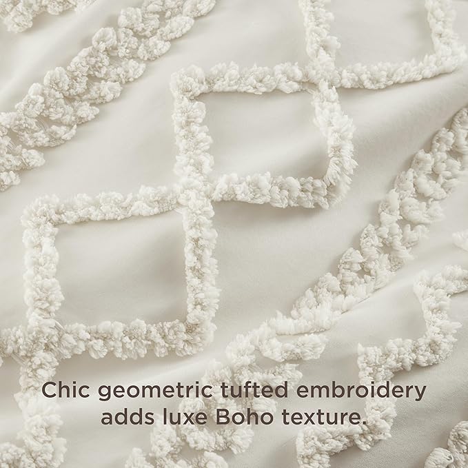 Bedsure Boho Duvet Cover King Size, Soft & Comfortable Elegant Design Boho Bedding for Decoration, Machine Washable Comforter Cover for All Seasons,Includes 1 Duvet Cover & 2 Pillow Shams,Beige