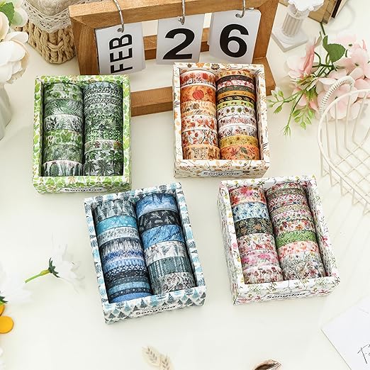 Songdao 18 Rolls Seasons Flowers Washi Tape Set Floral Arts Adhesive Tapes Blooming Garden Decorative Masking Tape Sets for Craft, Kids, Scrapbook, DIY, Gift Wrapping (Winter)