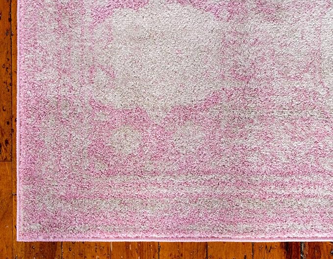 Unique Loom Bromley Collection Area Rug - Wells (8' x 11' Rectangle, Pink/ Ivory)