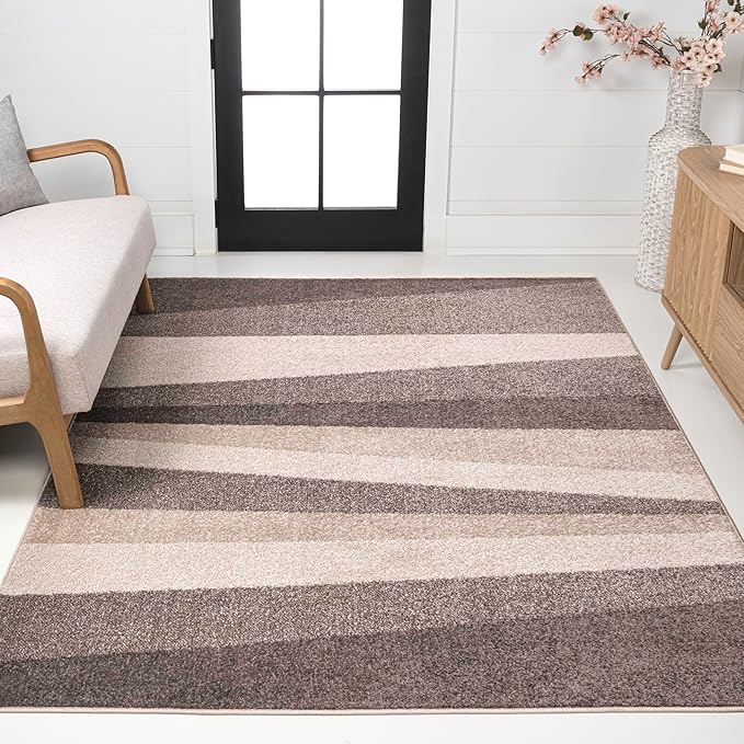 JONATHAN Y Prism Geometric Striped Beige/Brown Indoor Area Rug 3x5, Modern, Coastal, Easy-Cleaning for Living Room, Bedroom, Kitchen, Pet Friendly, Non-Shedding (DZC101C-3)