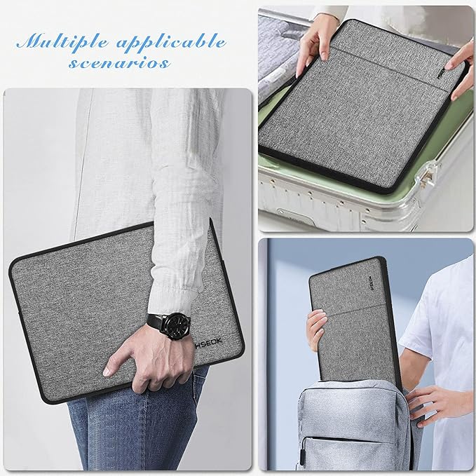 Hseok Laptop Case 15.6 Inch Sleeve, Shockproof Protective Water Repellent with Accessory Pocket,Compatible with Mac Pro 16 inch 2025-2019, Sleeve Bag for Most 15 15.6 16 Notebooks,Gray&Black