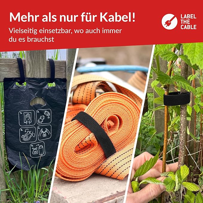 Label-the-cable Cable Management Ties Tape, Adjustable, Re-Useable/Cable Tidy/Hook and Loop Cord Organizer, Wire Management/LTC ROLL, 1 PCS, 3m x 16mm, Black, LTC 1210