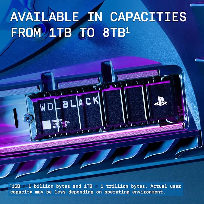WD_Black 8TB SN850P NVMe M.2 SSD Officially Licensed Storage Expansion for PS5 Consoles, up to 7200MB/s, with heatsink - WDBBYV0080BNC-WRSN